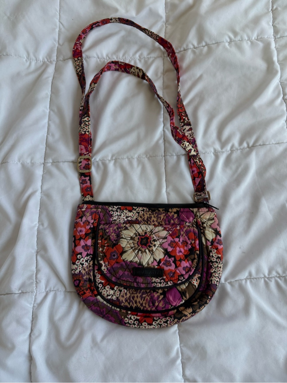 Vera Bradley Lizzy Rosewood Crossbody Bag Pink Purple Floral Quilted Retired